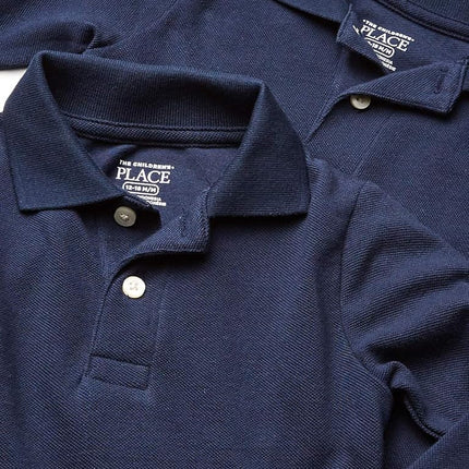 The Children's Place Baby Boys Toddler Long Sleeve Pique Polo, 2 Pack, Nautico 2 Pack, 6-9 Months
