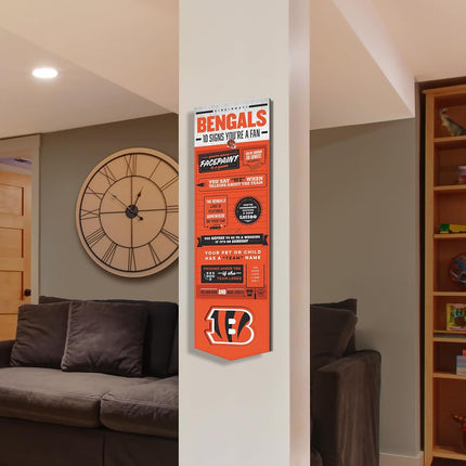 YouTheFan Officially-licensed NFL Cincinnati Bengals 6x19 Top 10 Signs Banner - humorous descriptions - fun sports fan phrases, original design, indoor team wall decor fan gift