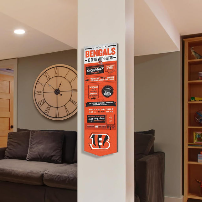 YouTheFan Officially-licensed NFL Cincinnati Bengals 6x19 Top 10 Signs Banner - humorous descriptions - fun sports fan phrases, original design, indoor team wall decor fan gift