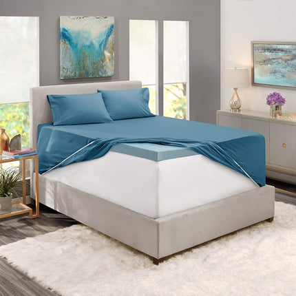 Nestl Full Size,4 Piece Sheet Set,Extra Deep Pocket (18-24 inches/45-61cm), Microfiber, Cooling, Hotel yx, Soft, Breathable, Wrinkle Resistant, Easy To Care, Blue Heaven