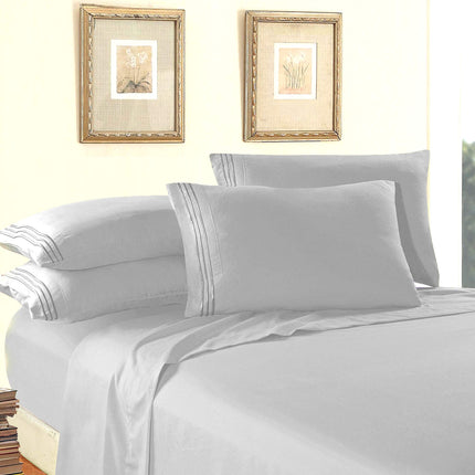 Elegant Comfort Bedding Set, Deep Pocket up to 16inch, Microfiber, Silver Grey, California King
