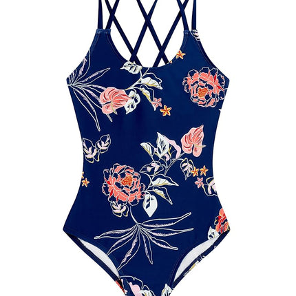 Kanu Surf Maillot de bain une pièce croisé pour fille Reese UPF 50, Reese bleu marine, 16