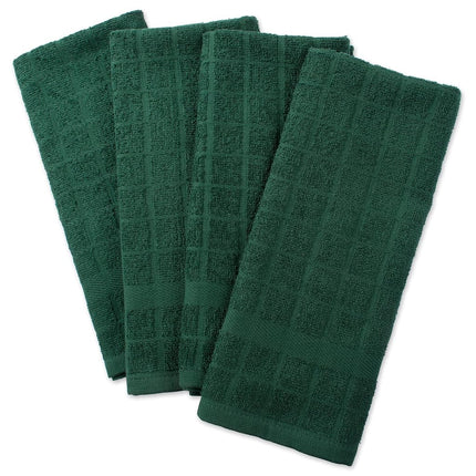 DII Windowpane Dishtowel Set, Cotton, Dark Green Solid, 16x26