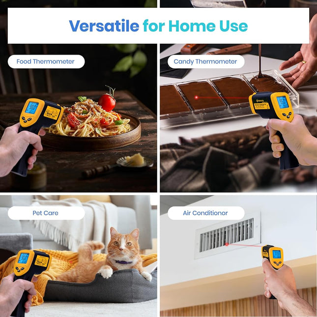 Etekcity Infrared Thermometer Upgrade 774, Heat Temperature Temp Gun for Cooking, Laser IR Surface Tool for Pizza, Griddle, Grill, HVAC, Engine, Accessories, -58°F to 842°F, Yellow