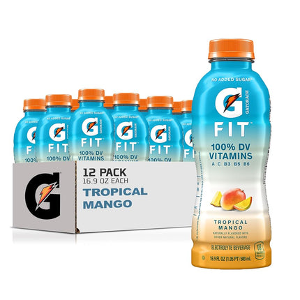Gatorade G Fit Electrolyte Beverage, Healthy Real Hydration, Tropical Mango, 16.9.oz Bottles (12 Pack)