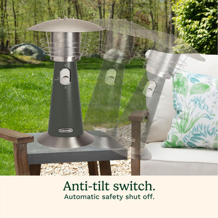 Cuisinart COH-514 Portable Tabletop Patio, 11,000 BTU Outdoor Propane Heater with Safety Tilt Switch and Burner Screen Guard, 30 sq. Foot Heat Range, Dark Gray