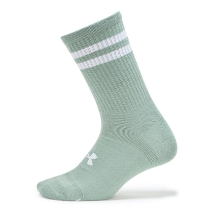 Under Armour Unisex-Adult Essential Crew Socks 6 Pack, (377) Hydro Green/Hydro Green/White, Small