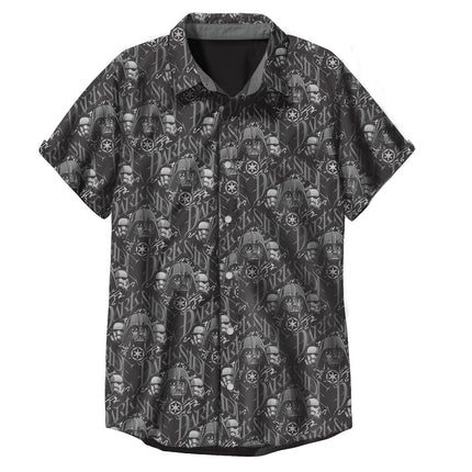 STAR WARS Boys Darkside Pattern Short Sleeve Woven Tee, Black, Medium