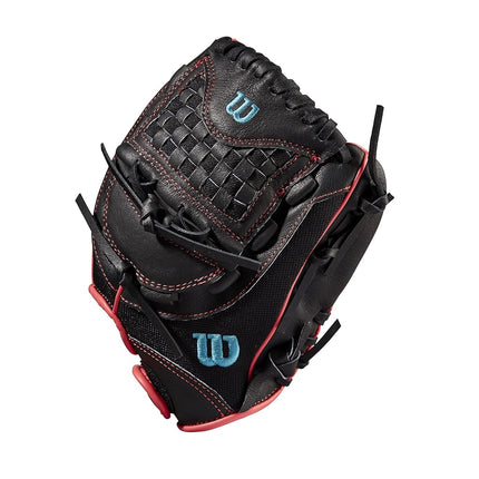 Wilson 2022 A440 Flash 11.5" Fastpitch Infield Glove - Left Hand Throw, Black/Pink/Tropical Blue