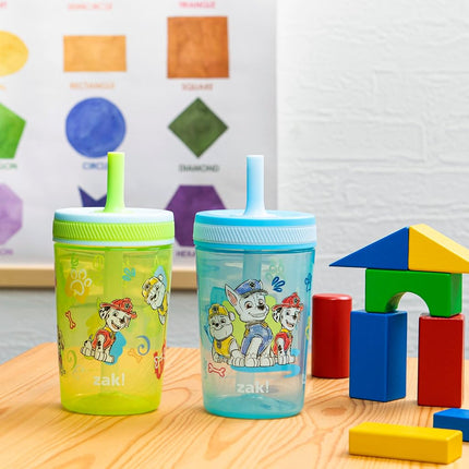 Zak Designs Paw Patrol Kelso 15oz Leak-Proof Toddler Straw Cups, 2-Pack