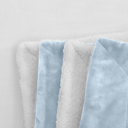 Elegant Comfort Reversible and Ultra-Plush Flannel Fleece Sherpa Throw- Lightweight Soft and Cozy- All Season Decorative Throw, Perfect for Lounging, 50 x 60 inches, Aqua Blue