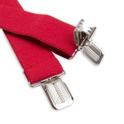 Dickies Men's 1 1/2 inch Solid Straight Clip Adjustable X Back Suspender, Red, One Size