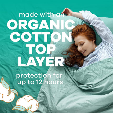 Always Pure Cotton Feminine Pads for Women, FlexFoam Pads with Wings, Size 4, Overnight Absorbency, Unscented, 60 Count (3 Packs of 20)