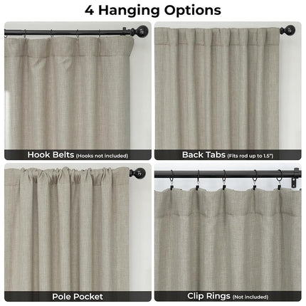 HPD Half Price Drapes Cortinas Opacas de Lino Sintético - Cortinas de Lino de Lujo de 96 Pulgadas de Largo para Dormitorio y Sala de Estar (1 Panel), 50W X 96L, Avena