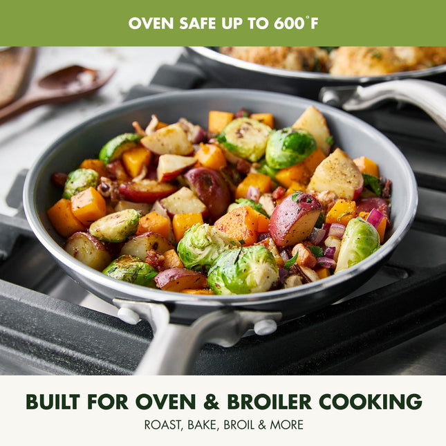 GreenPan Swift 10” Frying Pan Skillet, PFAS & PFOA- Free Healthy Ceramic Nonstick, Stainless Steel Handle, Oven Safe Cookware, Dishwasher Safe, Gray