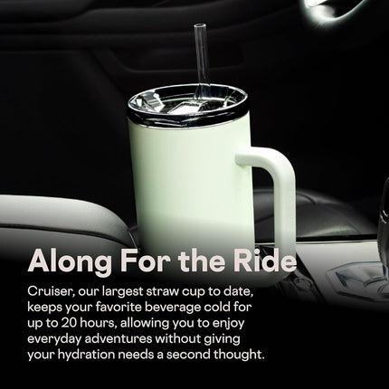 Corkcicle Cruiser Insulated Tumbler with Handle and Straw, Sage Mist, 40 oz – Reusable Water Bottle Keeps Beverages Cold for 20 Hours, Hot for 9 Hours – Cupholder Friendly