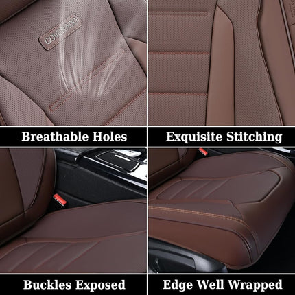 Coverado Car Seat Covers Front, Seat Covers for Cars, Waterproof 2-Pack Car Seat Cushions, Leather Carseat Seat Protectors, Universal Seat Covers Fit for Most Sedans SUV Pick-up Trucks(Brown)