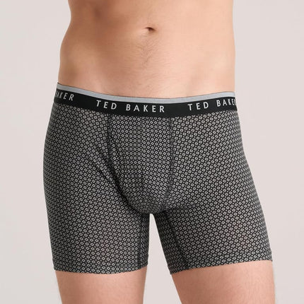 Ted Baker Men's Standard 4 Pack Cotton Stretch Boxer Briefs, Black Beauty/Geo/Grey Heather, Medium