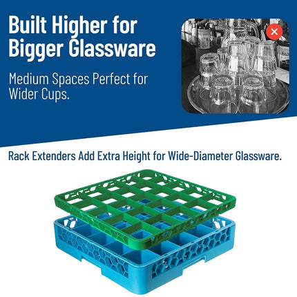 Rallonge de casier à verres divisé Carlisle FoodService Products OptiClean 25 compartiments (3-1/2"), vert