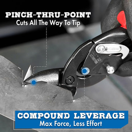 Midwest Tool & Cutlery Blackout Series Aviation Snip Set - Left and Right Cut Regular Tin Cutting Shears with Forged Blades & KUSH'N-POWER Comfort Grips - MWT-6510CO-NP