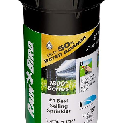 Rain Bird 1803DSHPRS Pressure Regulating (PRS) Professional Dual Spray Pop-Up Sprinkler, 180° Half Circle Pattern, 8' - 15' Spray Distance, 3" Pop-up Height