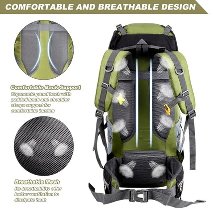 Night Cat Hiking Backpacks 70L Camping Backpacking Packs for Men Women Lightweight Outdoor for Mountaineering Traveling, No Internal Frame