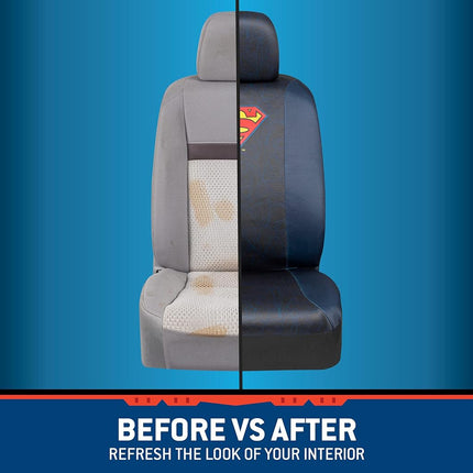 BDK Superman Car Seat Covers for Front Seats with Matching Seat Belt Pads – Officially Licensed Warner Brothers Superhero Auto Accessories Bundle, Made for Car Truck Van and SUV