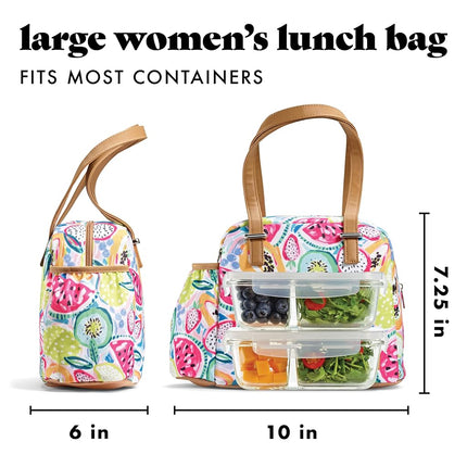Fit+Fresh Laketown Adult Insulated Lunch Bag for Women and Men - Cute Small Lunchbox Tote for Work and School