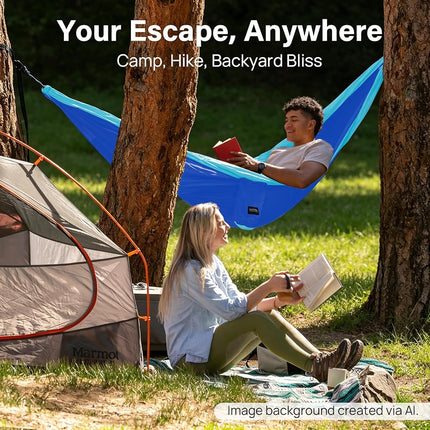 B0711S7V9T Kootek Double Camping Hammock Portable Indoor Outdoor Tree Hammock with 2 Adjustable Hanging Straps Lightweight Nylon Parachute Hammocks for Backpacking Travel Beach Backyard Hiking