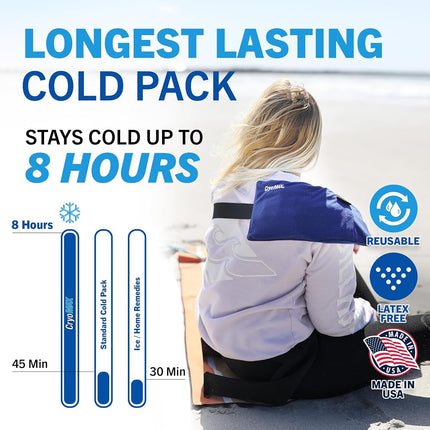 CryoMAX Cold Pack, 8 Hour Reusable Cold Therapy Ice Pack for Elbows, Knees, Neck + More, Medium, 6" x 12" (1 Count)