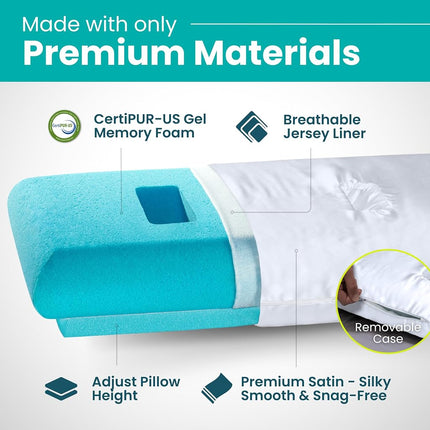 BLISSBURY Satin Piercing Pillow, Adjustable Memory Foam, Ear Hole