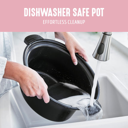 Olla de cocción lenta GreenLife Cook Duo saludable de cerámica antiadherente de 6 cuartos, sin PFAS, temporizador digital, piezas aptas para lavavajillas, rosa suave