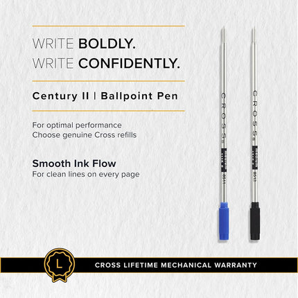 Cross Century II Black Lacquer-Chrome Plated Appointments Ballpoint Pen