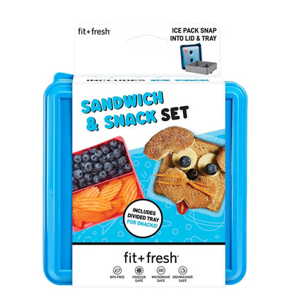 Fit & Fresh Divided Lunch Pack Carrier, Reusable Food Container for Sandwich and Snack with Removable Ice Pack, BPA-Free Lunch Box, Freezer/Microwave/Dishwasher Safe