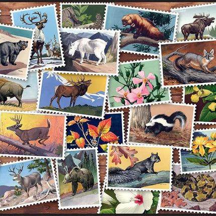 Buffalo Games - National Wildlife Foundation - Stamp Collage - 1000 Piece Jigsaw Puzzle for Adults Challenging Puzzle Perfect for Game Nights - Finished Puzzle Size is 26.75 x 19.75