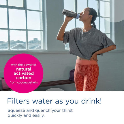 BRITA Sports Water Filter Bottle Model Active (600ml), 2x MicroDisc Filters