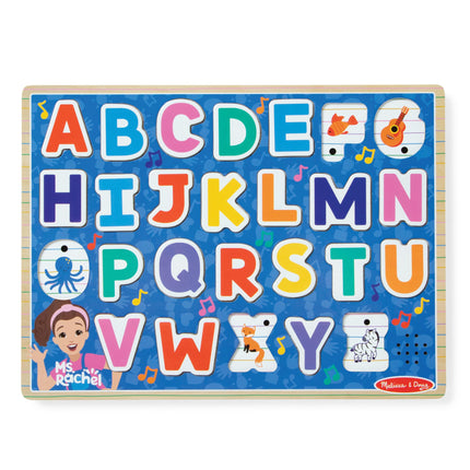 Melissa & Doug Rompecabezas de sonidos del alfabeto fonético de madera de la Sra. Rachel | Juguetes de aprendizaje para niños, 26 letras | Edad 2+ - Certificado FSC