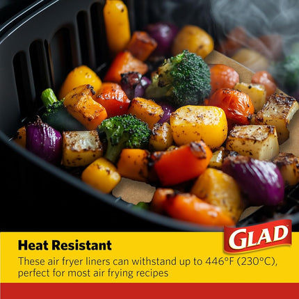 Glad Air Fryer Liners, Nonstick and Heat Resistant, Food Grade Material, Suitable for Round and Square Air Fryers, Air Fryer Accessories, 6.5" x 6.5" - 100 Count