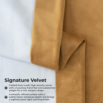 HPD Half Price Drapes Signature Velvet Thermal Blackout Curtains for Living Room 84 Inch Long (1 Panel) Rod Pocket Insulated Blackout Curtains for Bedroom Window Curtains, 50W x 84L, Amber Gold