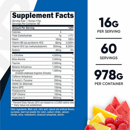 Nutricost Pre-Workout Complex Powder Fruit Punch (60 Serv)