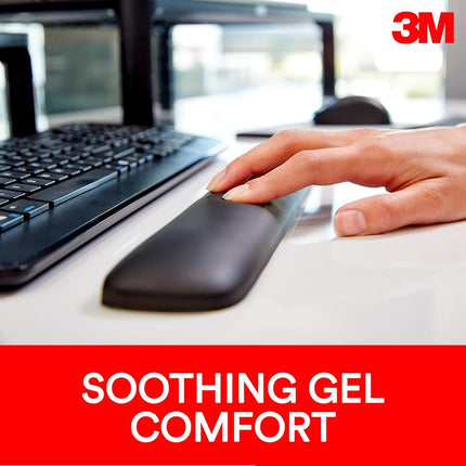 3M Gel Wrist Rest for Keyboard, 19 in x 1.9 in, Black