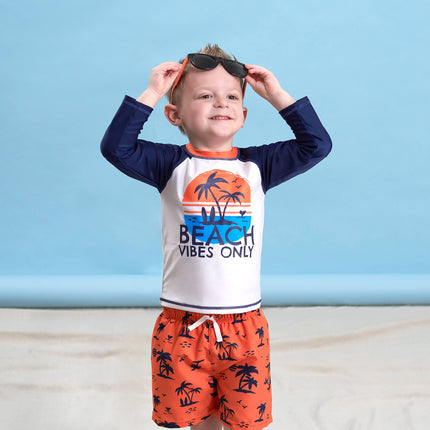 Conjunto de traje de baño de manga larga tipo rashguard para niños pequeños Gerber, Playa Azul, 12 meses
