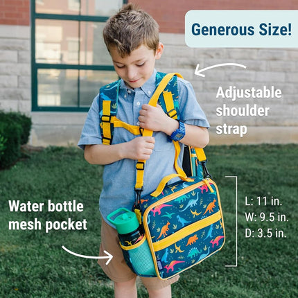 Wildkin Kids ECO rPET Insulated Lunch Box – Keeps Food Hot or Cold, Easy-Clean Lining, Mesh Pockets & BPA-Free – Boys & Girls, Ideal for School, Travel & Daycare – Jurassic Dinosaurs