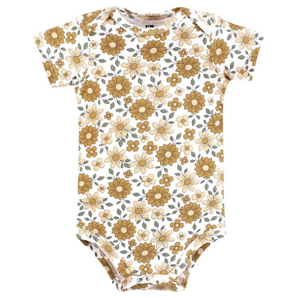 Hudson Baby Unisex Baby Cotton Bodysuits, Be Happy Floral, 6-9 Months