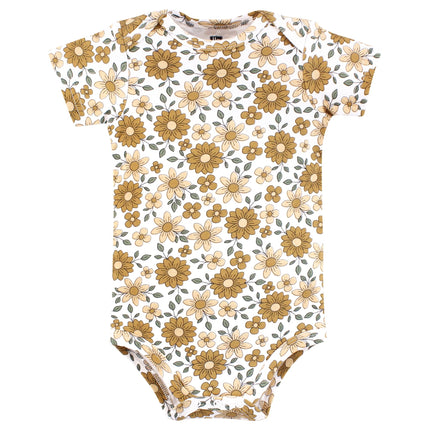 Hudson Baby Unisex Baby Cotton Bodysuits, Be Happy Floral, Newborn