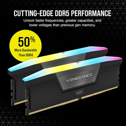 CORSAIR VENGEANCE RGB DDR5 32GB (2x16GB) DDR5 Up to 6000MHz CL30 AMD EXPO Intel XMP iCUE Compatible Computer Memory – Grey (CMH32GX5M2B6000Z30K)