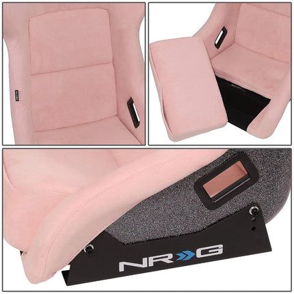 NRG Innovations NRG-FRP-302PK-PRISMA Universal Fixed Back Bucket Racing Seat for 6-Point Harnesses, Size L, Pink Seat Cover