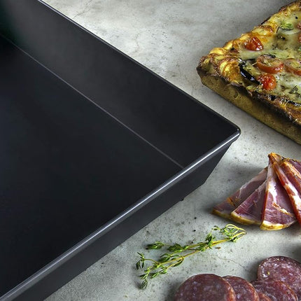 LloydPans Kitchenware 8 inch by 10 inch by 2.5 inch Detroit Style Pizza Pan, Pre-Seasoned, Stick Resistant, Made in The USA, Black