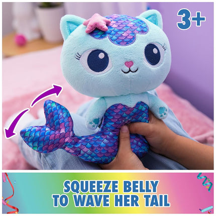 Gabby's Dollhouse, Fin-Tastic Mercat, Premium Plush Toy, 10-Inch Tall Stuffed Animal with Moving Mermaid Tail, Kids Toys for Girls & Boys Ages 3+