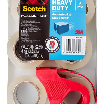 Scotch Heavy Duty Shipping Packing Tape, Clear, Sh